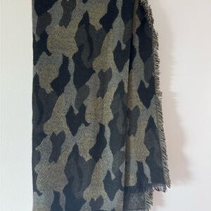 Anthropologie Olive and Black Camo Patterned Scarf